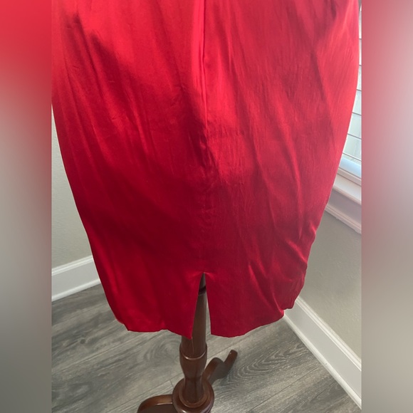 Express Red Silk Strapless Mini Dress with Belt, Size 4 Cocktail Homecoming - Picture 6 of 13
